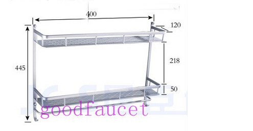 Wholesale / Retail Promotion Bathroom Accessories Aluminum Shower Shelf Dual Tiers W/ Hook & Towel Bar Chrome