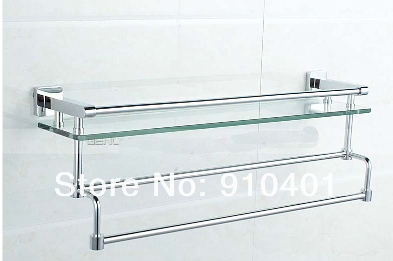 Wholesale & Retail Promotion Modern Polished Golden Finish Bathroom Shelf Storage Holder With Dual Towel Bars