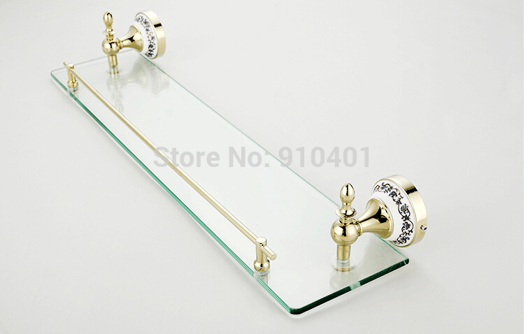 Wholesale And Retail Promotion Blue And White Porcelain Golden Brass Bath Shelf Caddies & Storage Glass Tier