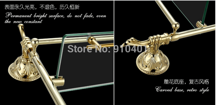 Wholesale And Retail Promotion Embossed Golden Bathroom Shelf Dual Tier Shower Caddy Cosmetic Storage Holder