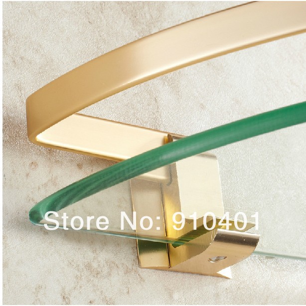 Wholesale And Retail Promotion Gold Aluminium Corner Wall Mounted Bathroom Shower Caddy Cosmetic Glass Shelf