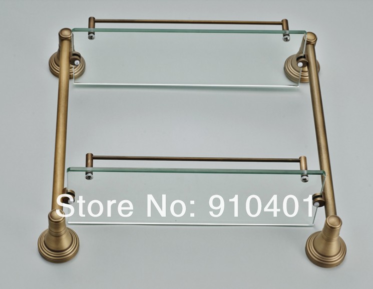 Wholesale And Retail Promotion Luxury Antique Brass Bathroom Shelf Shower Caddy Storage Rack Holder Dual Tiers