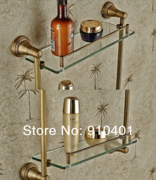 Wholesale And Retail Promotion Luxury Antique Brass Bathroom Shelf Shower Caddy Storage Rack Holder Dual Tiers
