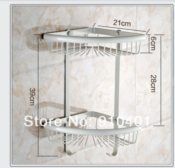Wholesale And Retail Promotion Luxury Hotel Bathroom Solid Brass Dual Tier Corner Shelf Caddy Cosmetic Storage