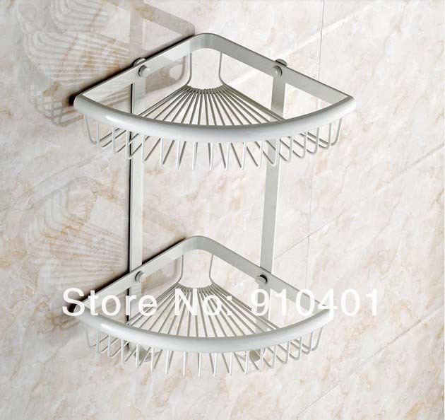 Wholesale And Retail Promotion Luxury Hotel Bathroom Solid Brass Dual Tier Corner Shelf Caddy Cosmetic Storage