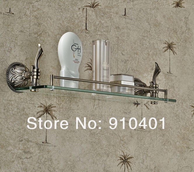 Wholesale And Retail Promotion Luxury Wall Mounted Antique Brass Bathroom Shower Caddy Cosmetic Glass Shelf