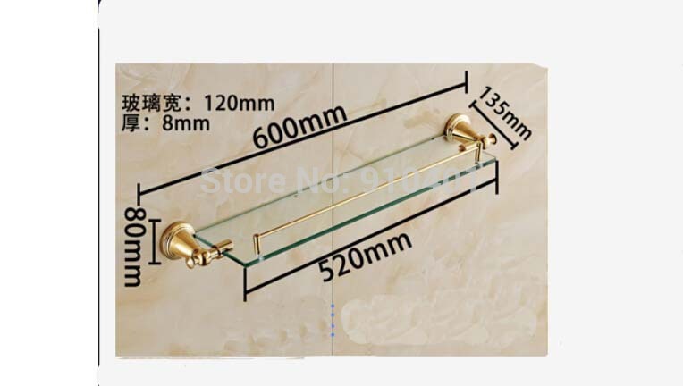 Wholesale And  Retail Promotion Luxury Wall Mounted Bathroom Shelf Glass Shower Caddy Storage With Dual Hooks