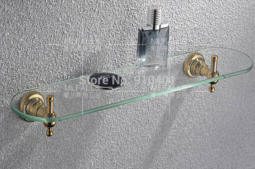 Wholesale And Retail Promotion Modern Golden Brass Bathroom Shelf Wall Mounted Caddy Cosmetic Storage Holder