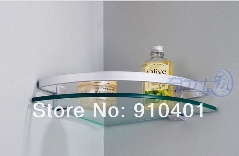 Wholesale And Retail Promotion Modern Wall Mounted Aluminium Corner Bathroom Shower Caddy Cosmetic Glass Shelf