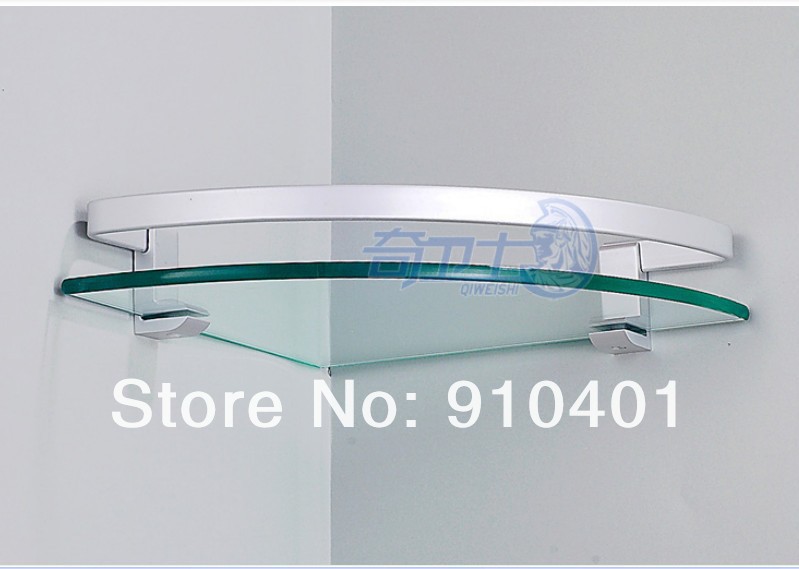 Wholesale And Retail Promotion Modern Wall Mounted Aluminium Corner Bathroom Shower Caddy Cosmetic Glass Shelf