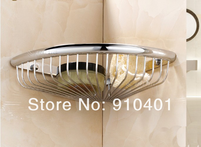 Wholesale And Retail Promotion Modern Wall Mounted Polished Chrome Brass Bathroom Shelf Triangle Storage Holder