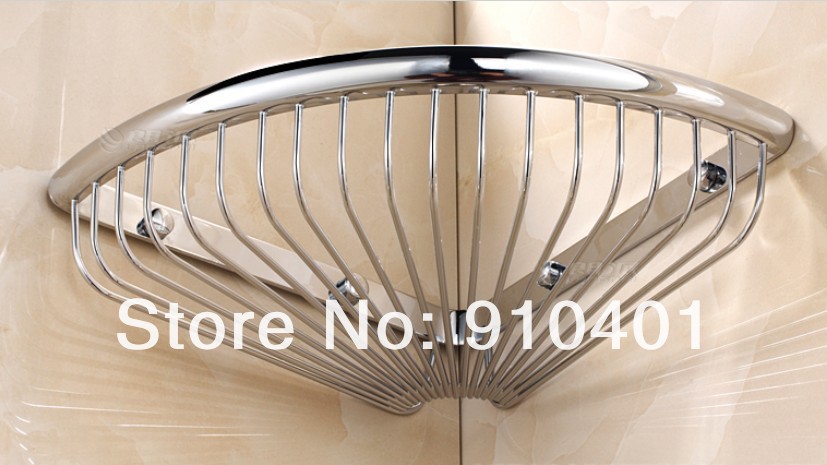 Wholesale And Retail Promotion Modern Wall Mounted Polished Chrome Brass Bathroom Shelf Triangle Storage Holder