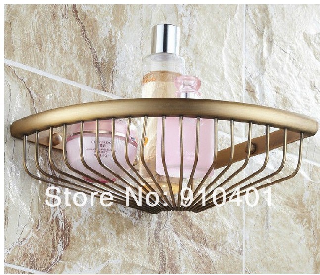 Wholesale And Retail Promotion NEW Antique Brass Wall Mounted Bathroom Shelf Showre Corner Caddy Storage Holder