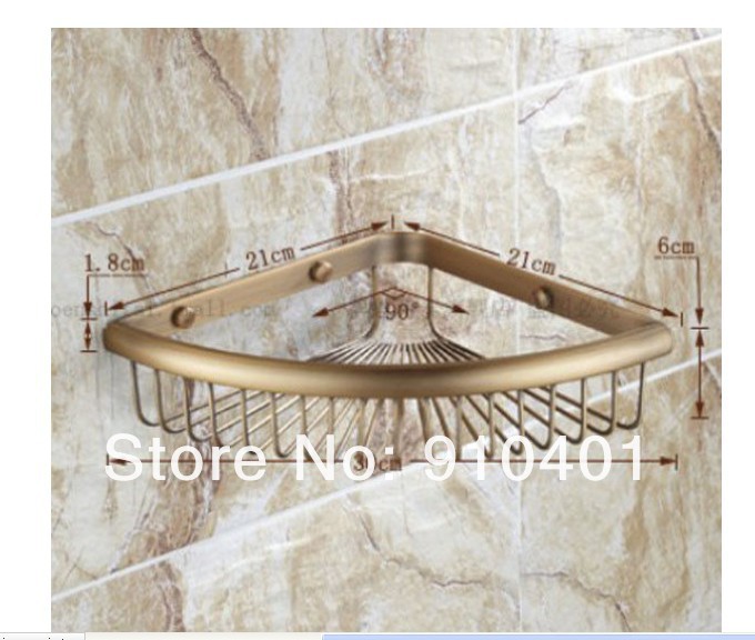 Wholesale And Retail Promotion NEW Antique Brass Wall Mounted Bathroom Shelf Showre Corner Caddy Storage Holder
