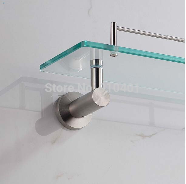 Wholesale And Retail Promotion NEW Brushed Nickel Bathroom Shelf Glass Tier Caddy Storage Wall Mounted Holder