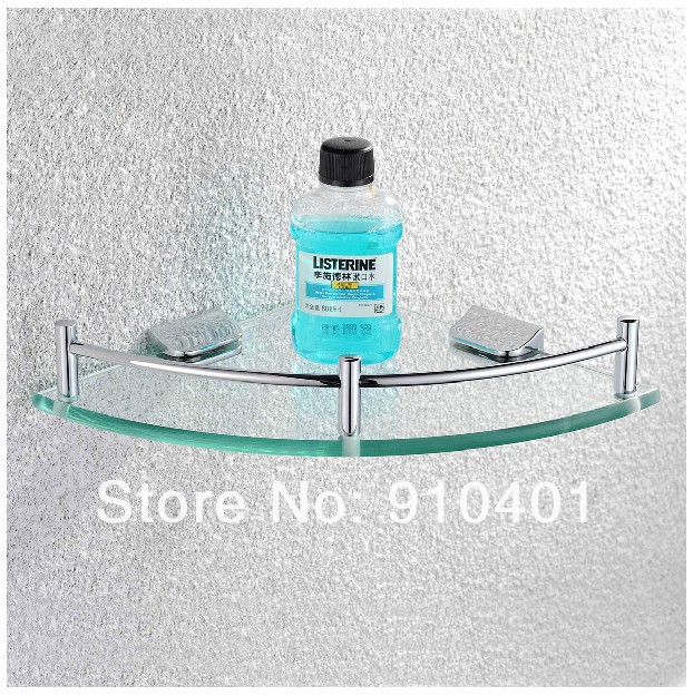 Wholesale And Retail Promotion NEW Fashion Wall Mounted Bathroom Corner Shower Shelf Caddy Cosmetic Glass Shelf