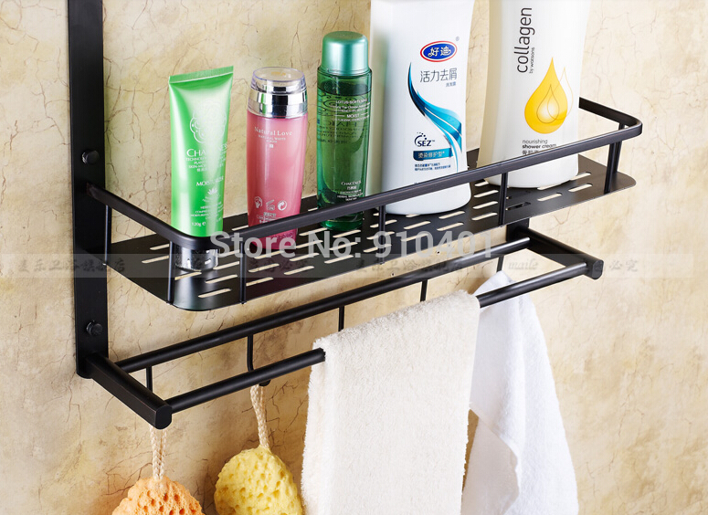 Wholesale And Retail Promotion NEW Oil Rubbed Bronze Bathroom Shelf Foldable Towel Rack Holder Towel Bar Basket