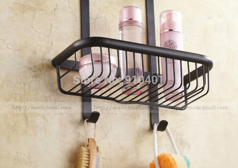 Wholesale And Retail Promotion Oil Rubbed Bronze Bathroom Shelf Square Dual Tiers Shower Caddy Cosmetic Basket