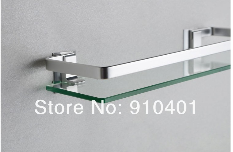 Wholesale And Retail Promotion Wall Mount Aluminium Bathroom Shelf Shower Caddy Cosmetic Glass Shelf Dual Tier
