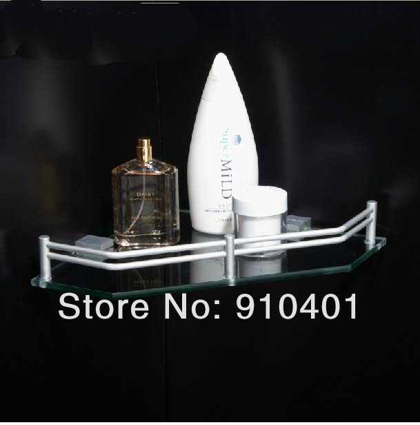 Wholesale And Retail Promotion Wall Mounted Bathroom Corner Shower Caddy Cosmetic Shelf Glass Tier Aluminium