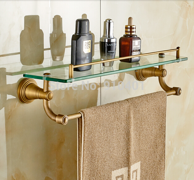Wholesale And  Retail Promotion Wall Mounted Bathroom Shelf Antique Brass Shower Caddy Storage With Towel Holder