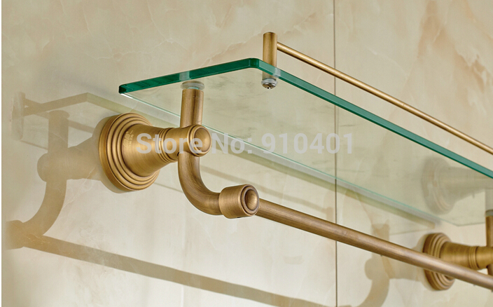 Wholesale And  Retail Promotion Wall Mounted Bathroom Shelf Antique Brass Shower Caddy Storage With Towel Holder