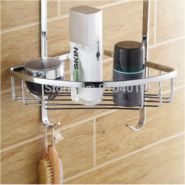 Wholesale And Retail Promotion Wall Mounted Bathroom Shelf Dual Tiers Corner Basket Shower Caddy Cosmetic Shelf