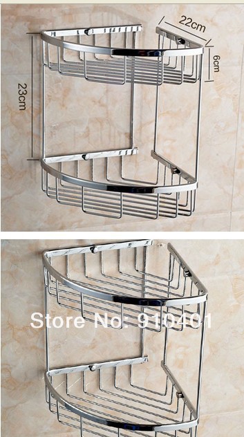 Wholesale Promotion NEW Fashion Stainless Steel Wall Mount Two Tiers Bathroom Shelf Triangle Shelf