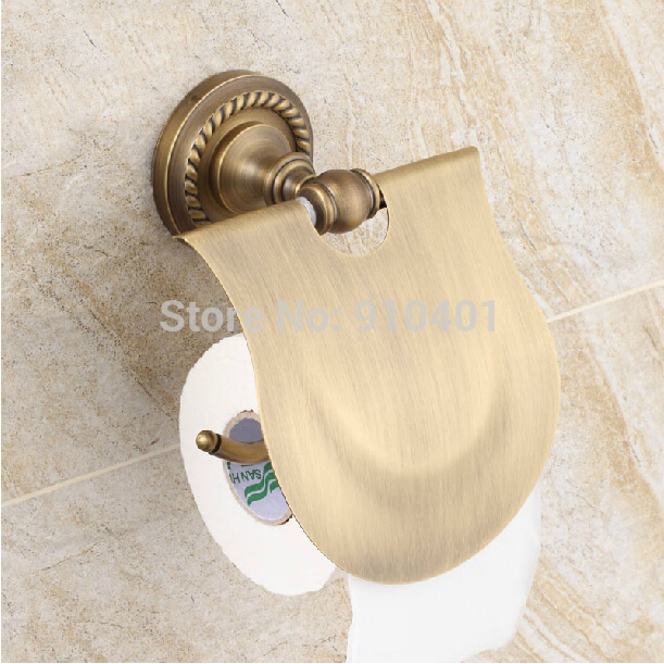 Wholesale And Retail Promotion Antique Brass Wall Mounted Bathroom Toilet Paper Holder With Cover Tissue Holder