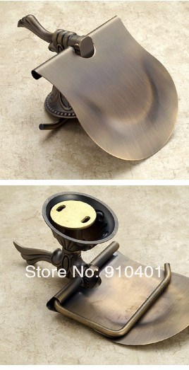Wholesale And Retail Promotion Antique Bronze Wall Mount Bathroom Toilet Paper Holder / Roll Cover Flower Base
