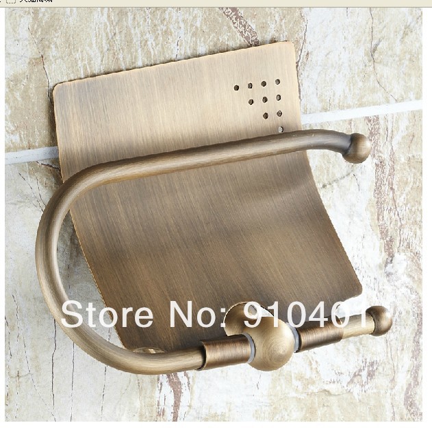 Wholesale And Retail Promotion Bath Luxury Antique Brass Wall Mounted Flower Toilet Paper Roll Tissue Holder
