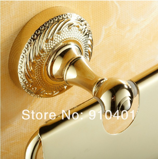 Wholesale And Retail Promotion Bathr Golden Brass Wall Mounted Toilet Paper Holder Tissue Roll Holder W/ Cover