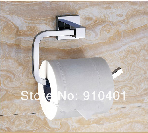 Wholesale And Retail Promotion Bathroom Square Chrome Brass Wall Mounted Toilet Paper Holder Roll Tissue Holder