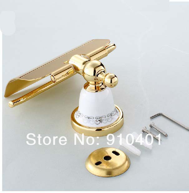 Wholesale And Retail Promotion Golden Finish Solid Brass Wall Mounted Tissue Holder With Cover Toilet Paper Bar