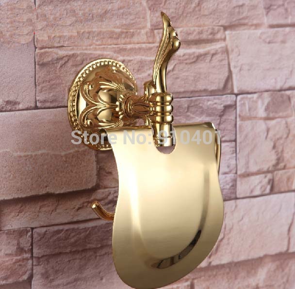 Wholesale And Retail Promotion Golden Flower Bathroom Paper Holder Tissue Bar Holder Waterproof Wall Mounted
