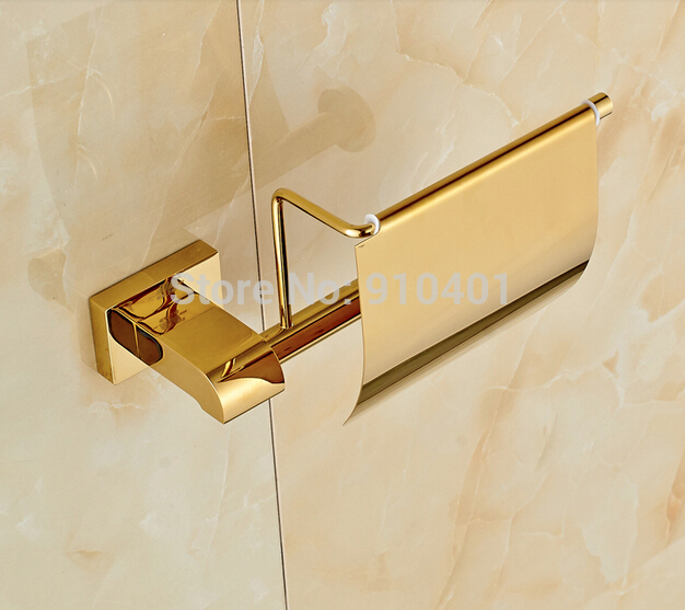 Wholesale And Retail Promotion Luxury Golden Brass Bathroom Wall Mounted Toilet Paper Holder Tissue Paper Bar