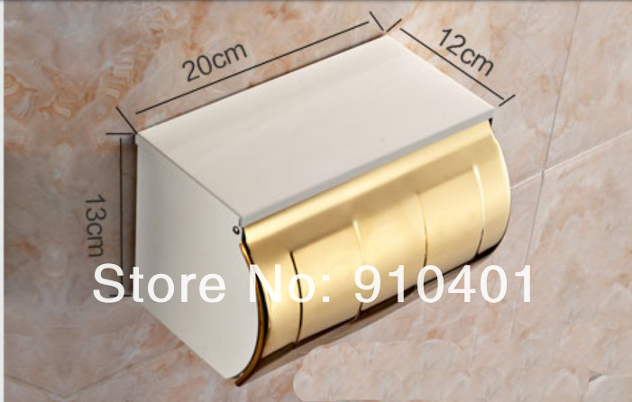 Wholesale And Retail Promotion Luxury White & Golden Wall Mounted Bathroom Toilet Paper Holder Roll Tissue Box