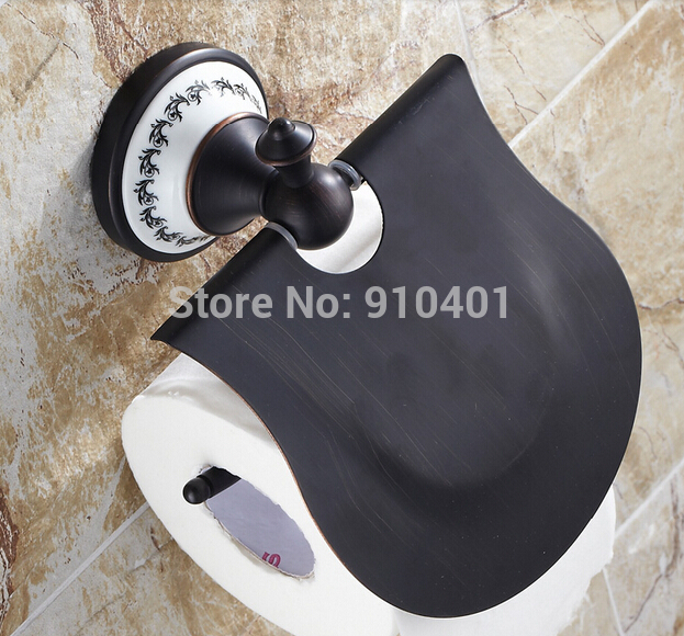 Wholesale And Retail Promotion Modern Oil Rubbed Bronze Blue And White Porcelain Bathroom Toilet Paper Holder