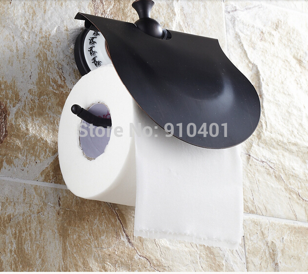 Wholesale And Retail Promotion Modern Oil Rubbed Bronze Blue And White Porcelain Bathroom Toilet Paper Holder