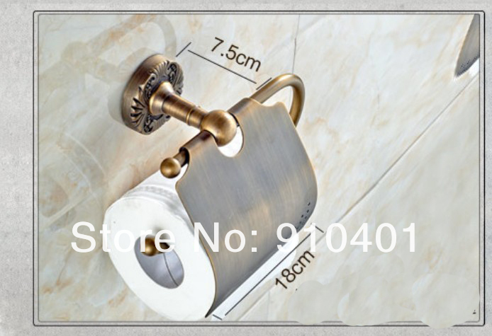 Wholesale And Retail Promotion NEW Antique Brass Toilet Paper Holder Roll Tissue Holder With Cover Wall Mounted