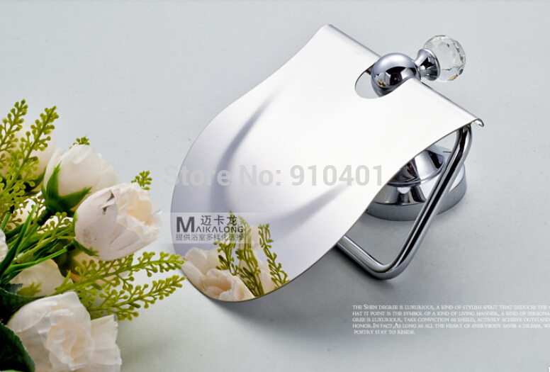 Wholesale And Retail Promotion NEW Bathroom Chrome Brass Wall Mounted Toilet Paper Holder Tissue Bar With Cover