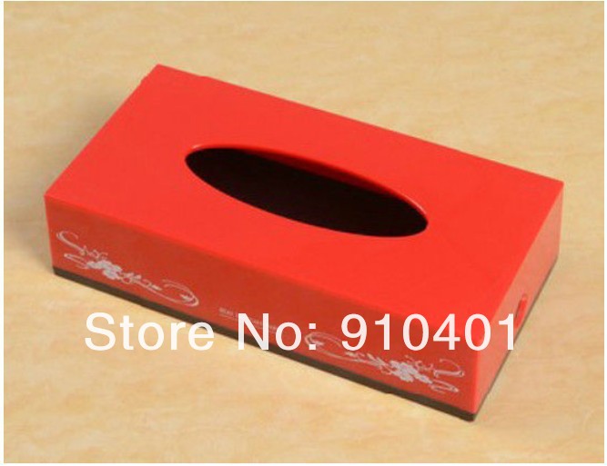 Wholesale And Retail Promotion NEW Fashion Red Bathroom Square Plastic Waterproof Deck Mounted Tissue Paper Box