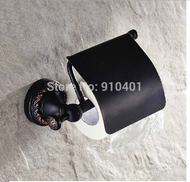 Wholesale And Retail Promotion NEW Oil Rubbed Bronze Toilet Paper Holder Embossed Base Tissue Holder W/ Cover