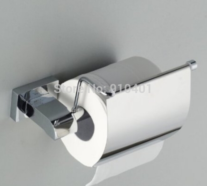 Wholesale And Retail Promotion NEW athroom Chrome Wall Mount Toilet Paper Holder With Cover Tissue Bar Holder