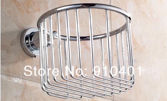 Wholesale And Retail Promotion Polished Chrome Brass Toilet Paper Basket Holder Cosmetic Shower Caddy Storage