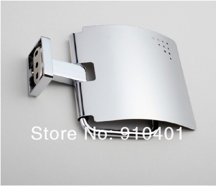 Wholesale And Retail Promotion Polished Chrome Solid Brass Bathroom Square Toilet Paper Holder Tissue Holder