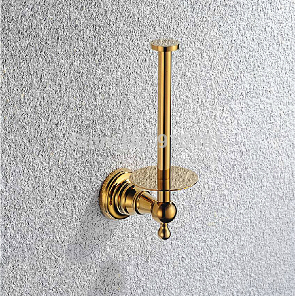 Wholesale And Retail Promotion Wall Mounted Golden Brass Wall Mounted Tissue Bar Holder Toilet Paper Holder