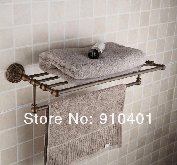 Bathroom Accessries Classic Antique Brass Bath Towel  Rack Bar Shelf (Wall Mount )