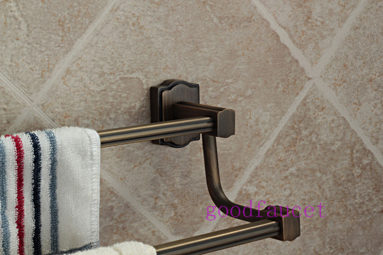 Luxury Brass Towel Racks, Double Tier,Antique Bronze Finished Wall Mounted Towel Holder