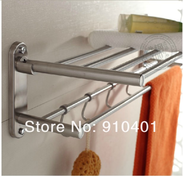 NEW Wholesale and retail Promotion Modern Brushed Nickel Wall Mounted Solid Brass Towel Rack Holder Towel Bar Hook